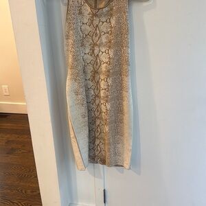 Neutral Snake Print Midi Dress